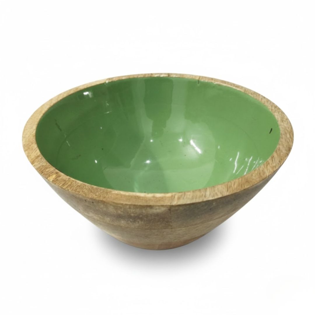 Enamel Floral Wooden Bowl for Stylish Dining